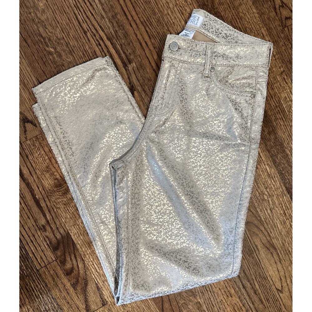 Women’s Time And Tru Metallic Gold Stretch Dress Pant - Size 6